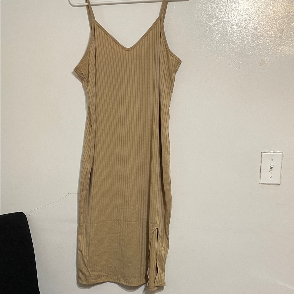 Elegant Tan Sleeveless Dress